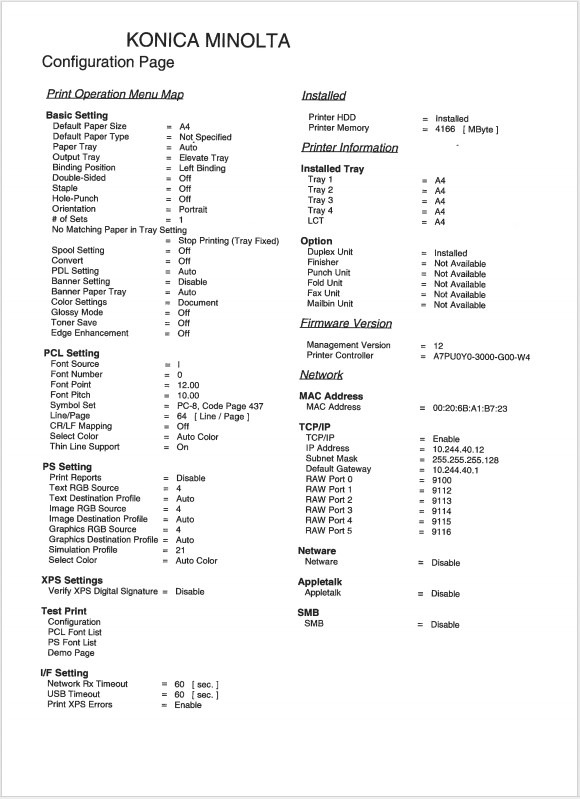 How to Print Configuration Page on Machine - Konica Minolta+ Assist