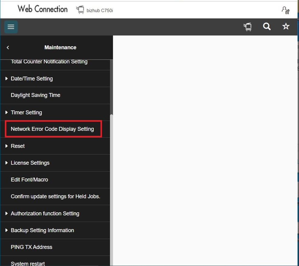 How to displaying the Network Error Code on Machine - Konica Minolta+ ...