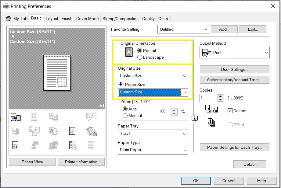How to print custom paper size on machine - Konica Minolta+ Assist