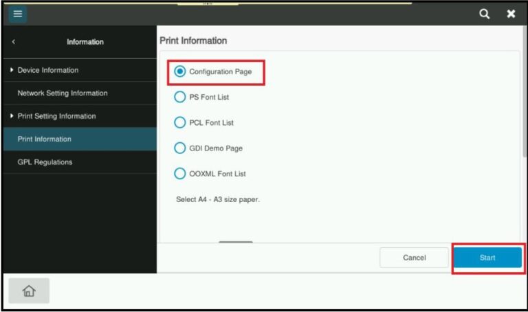 How to Print Configuration Page on Machine - Konica Minolta+ Assist