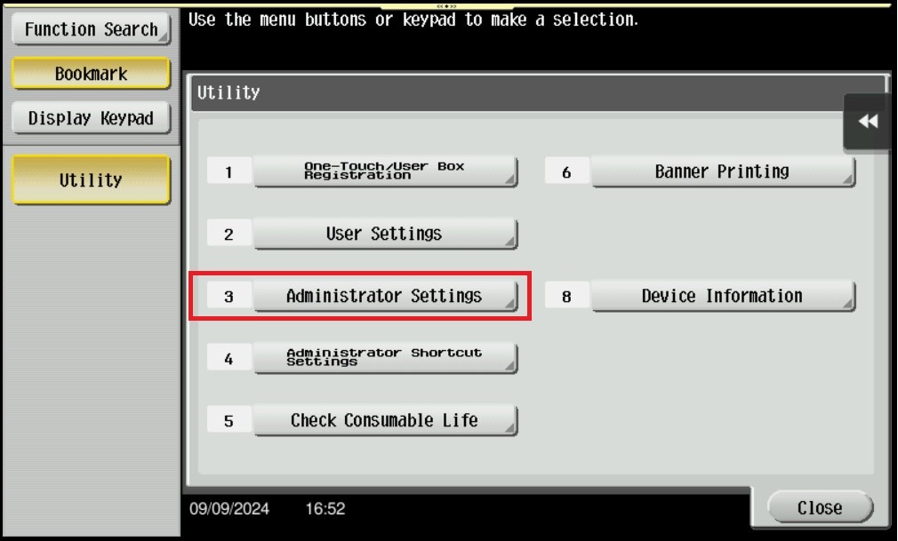 View of How to Initialize Machine Job History - Konica Minolta+ Assist