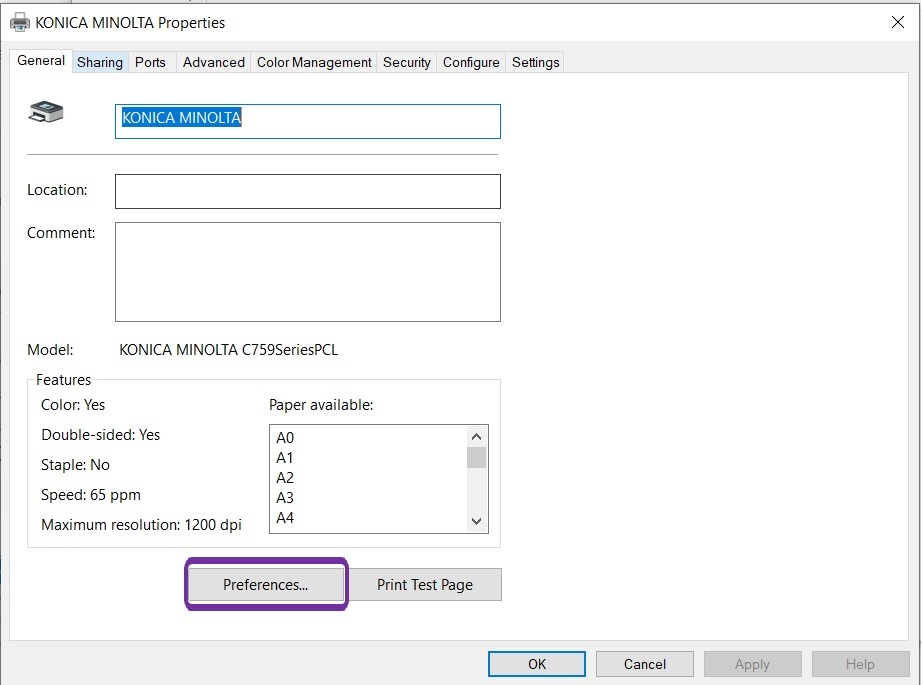 How to set Default Printing as Black and White - Konica Minolta+ Assist