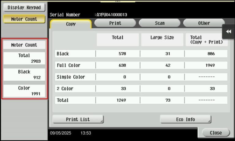 How to Get the Meter Count from the Konica Minolta Machine - Konica ...