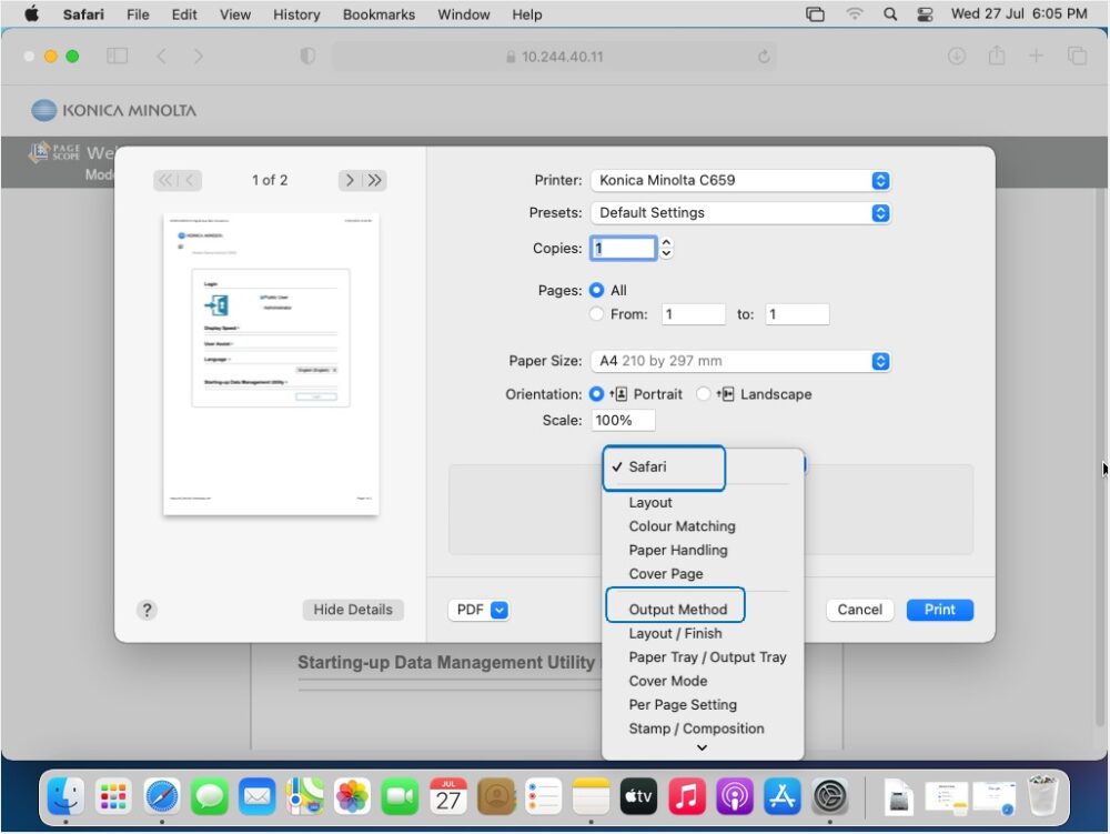 How to Set Secure Print on MAC PC - Konica Minolta+ Assist