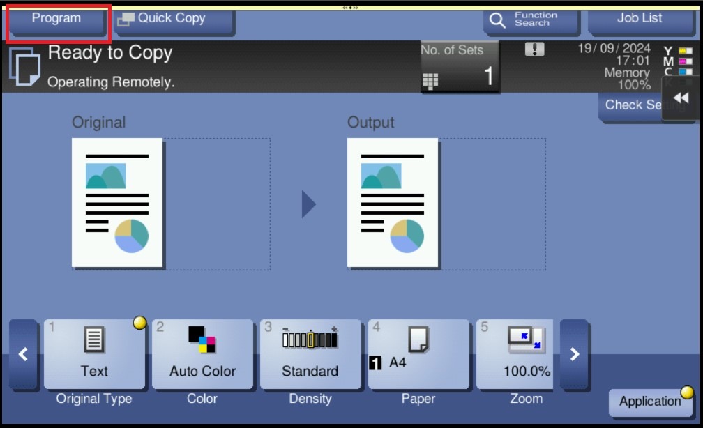 How to register a program for Copy Settings - Konica Minolta+ Assist