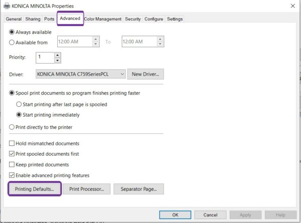 How to set Default Printing as Black and White - Konica Minolta+ Assist