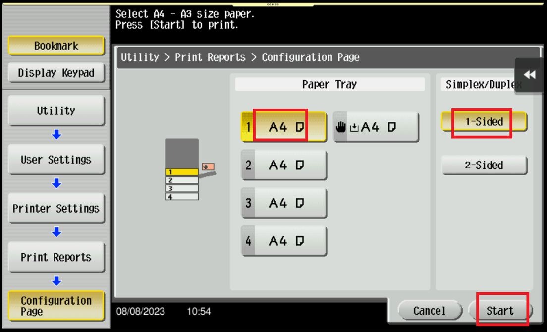 How to Print Configuration Page on Machine - Konica Minolta+ Assist